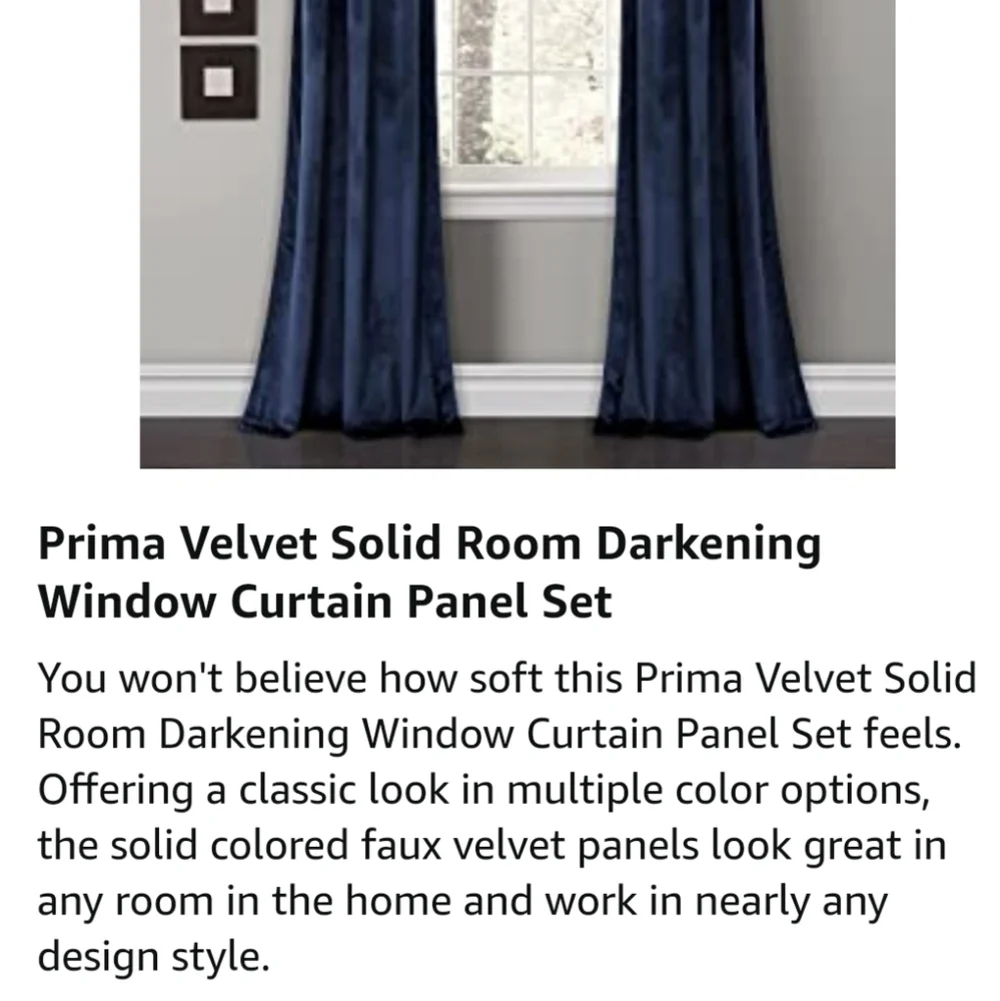 Prima Two Panel Velvet Darkening Insulated Window Curtains Navy Blue 38